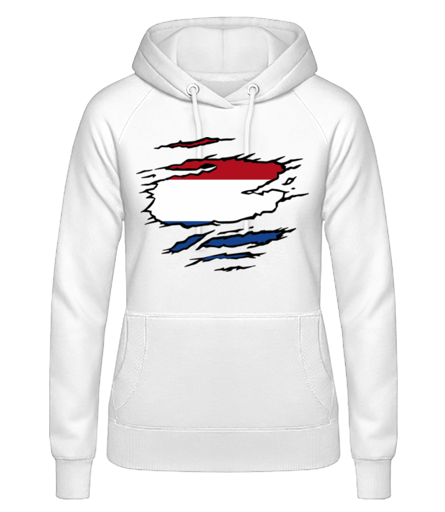 Aperçu: Flag des Pays-Bas mûrs - Sweat à capuche Femme - Blanc - Devant