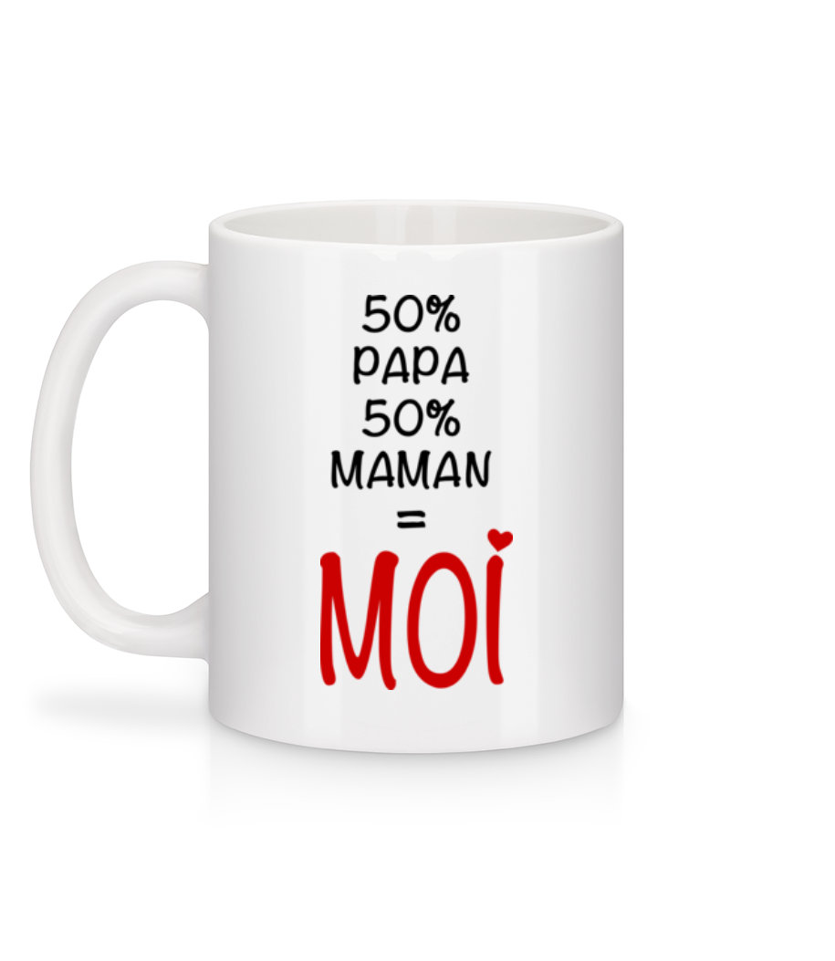 Aperçu: 50% Papa, 50% Maman - MOI - Mug en céramique blanc - Blanc - Derrière