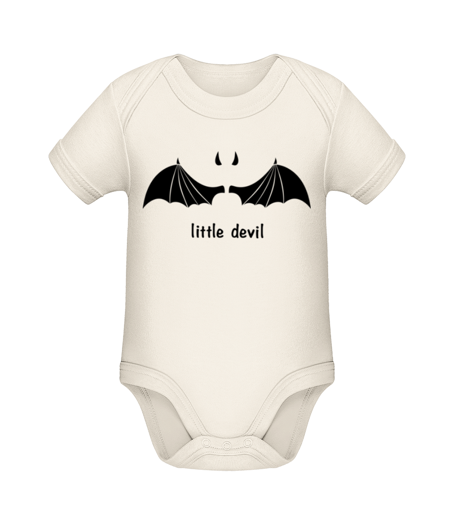 Aperçu: Little Devil Logo - Body manches courtes bio - Crème - Devant