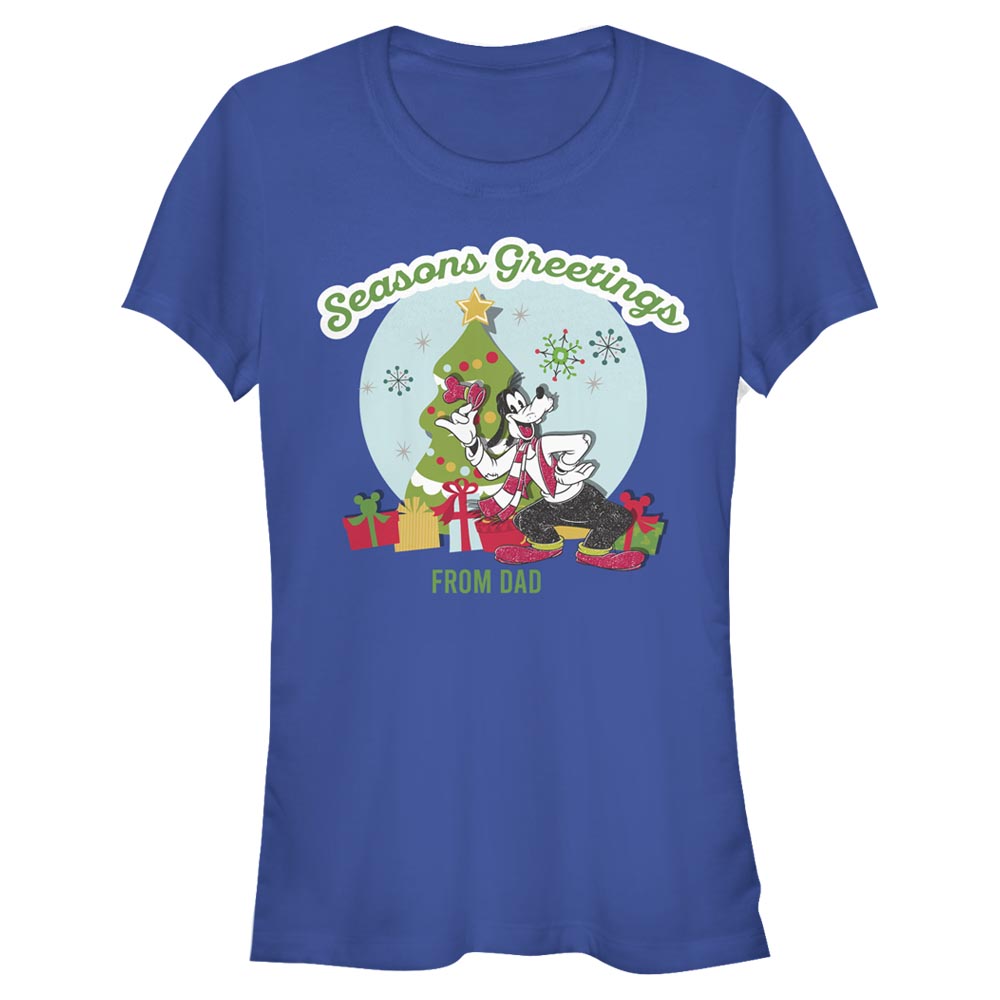 Aperçu: Disney Classics - Mickey Mouse - Goofy Greetings From Dad - Father's Day - Femme T-shirt - Bleu royal - Devant