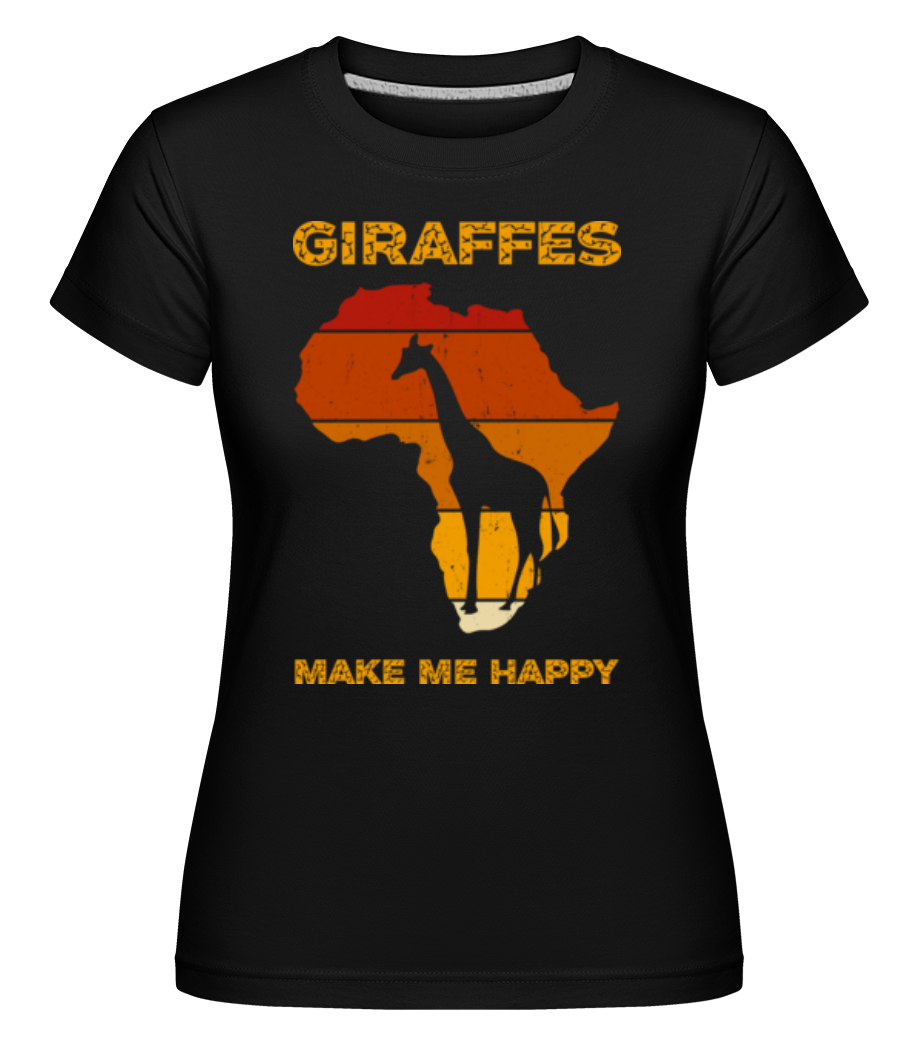 Giraffes Make Me Happy -  T-shirt Shirtinator femme - Noir - Devant