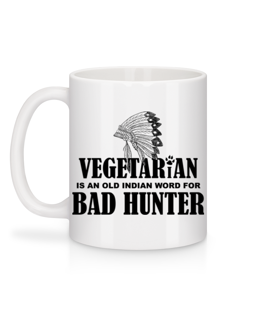 Aperçu: Vegetarian Bad Hunter - Mug en céramique blanc - Blanc - Derrière