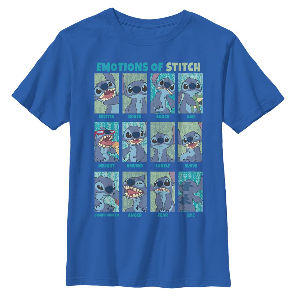 Aperçu: Disney Classics - Lilo & Stitch - Lilo & Stitch Stitch Emotion - Enfant T-shirt - Bleu royal - Devant