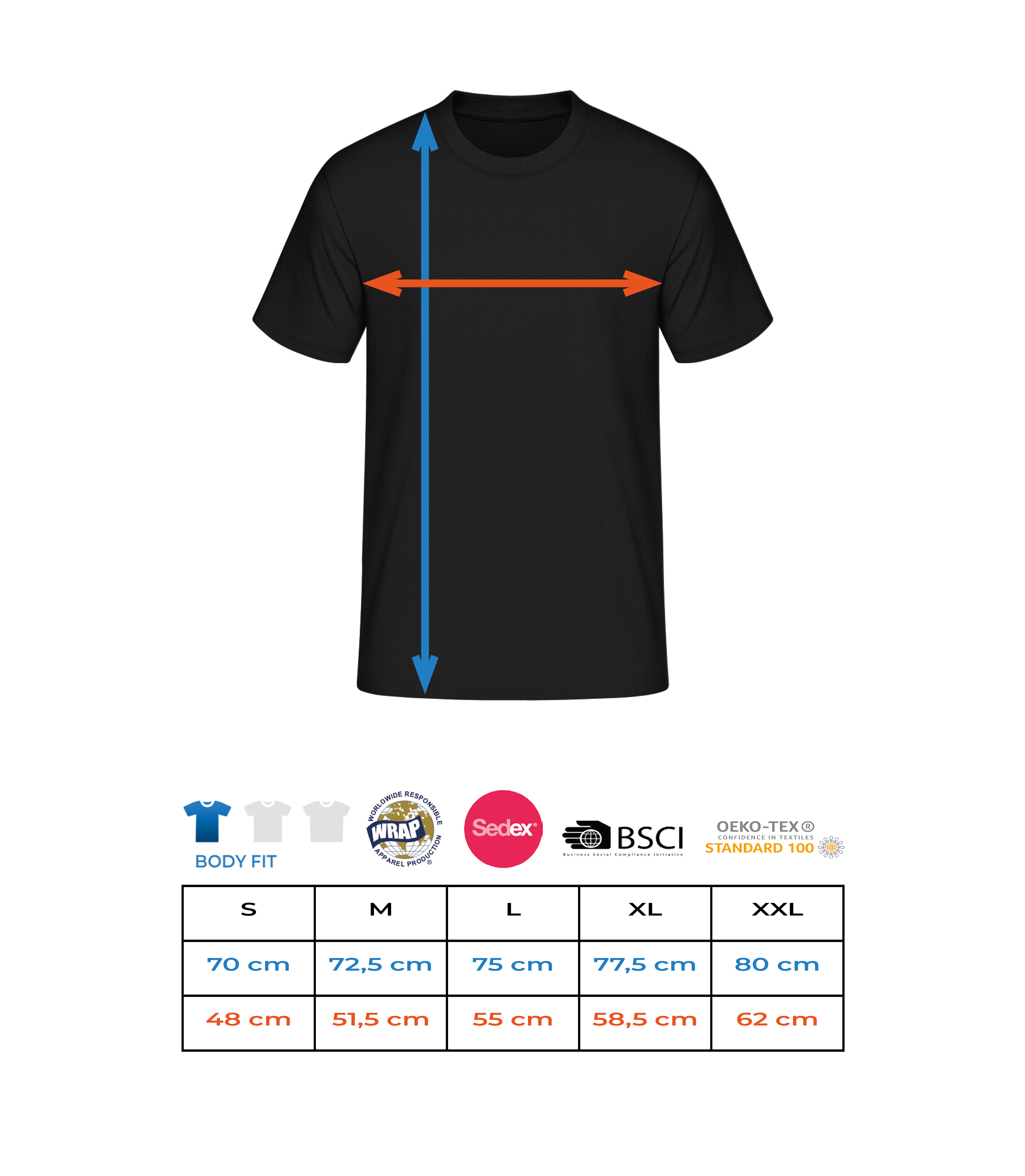 Aperçu: T-shirt Fonctionnel Hommes - Tableau des tailles
