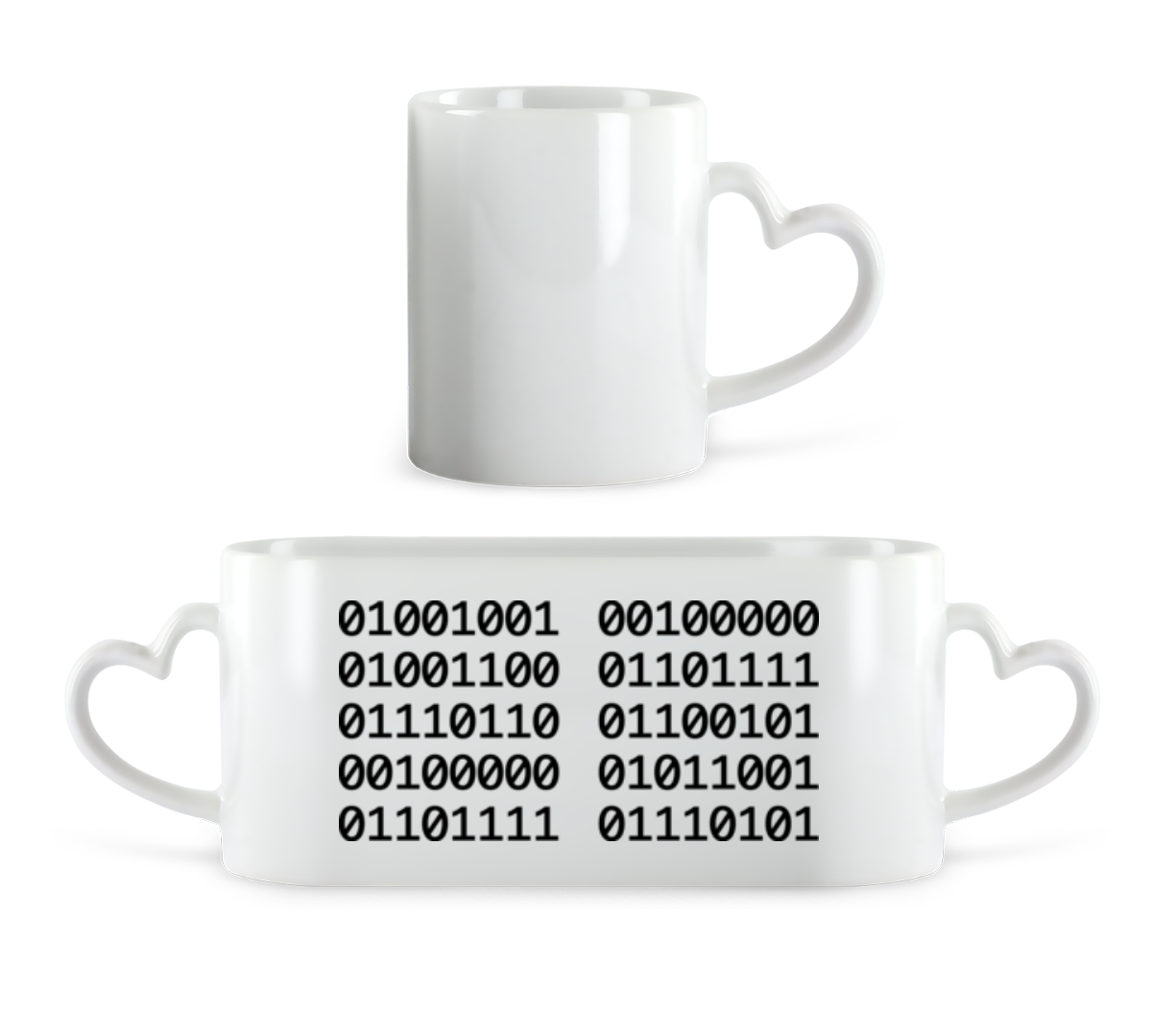 Aperçu: I Love You Code - Tasse en forme de coeur - Blanc - Devant
