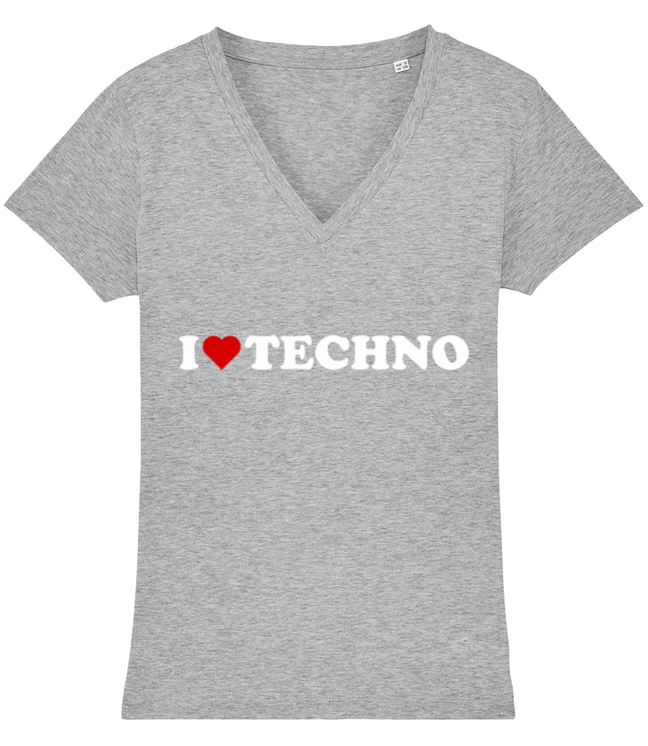 I Love Techno · T-Shirt femme col V en coton biologique Stanley Stella