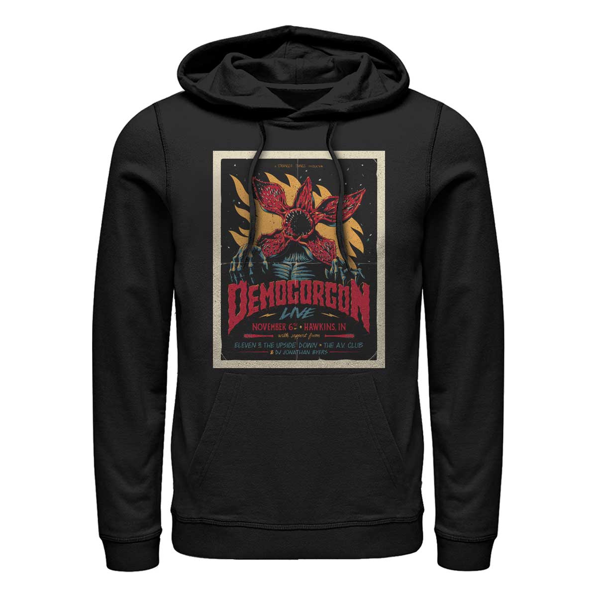 Aperçu: Netflix - Stranger Things - Demogorgon Gig Poster - Unisex Sweat à capuche - Noir - Devant