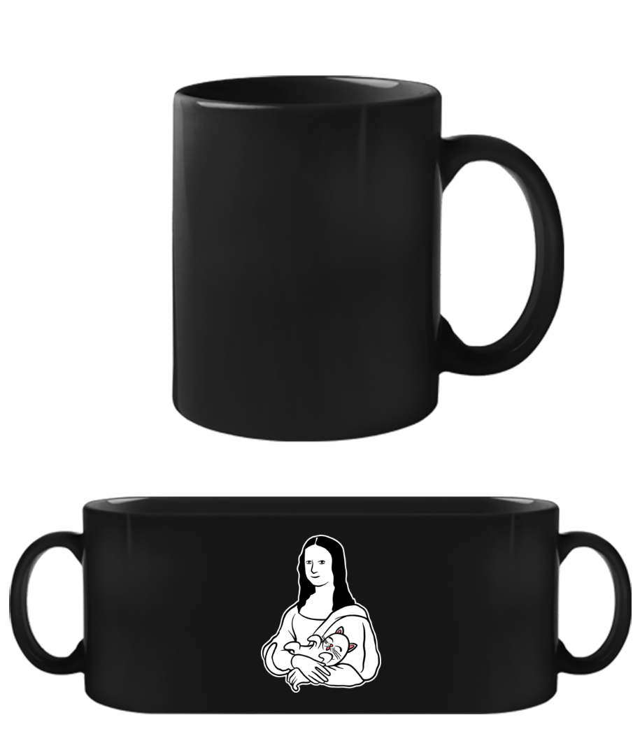 Aperçu: Mona Lisa Cat - Tasse Noire - Noir - Devant