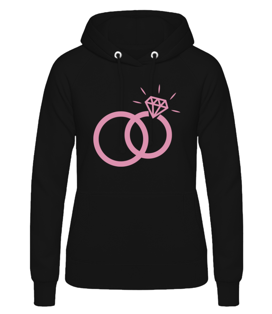 Vorschau: Ehering Mit Diamant - Frauen Hoodie - Schwarz - Vorne