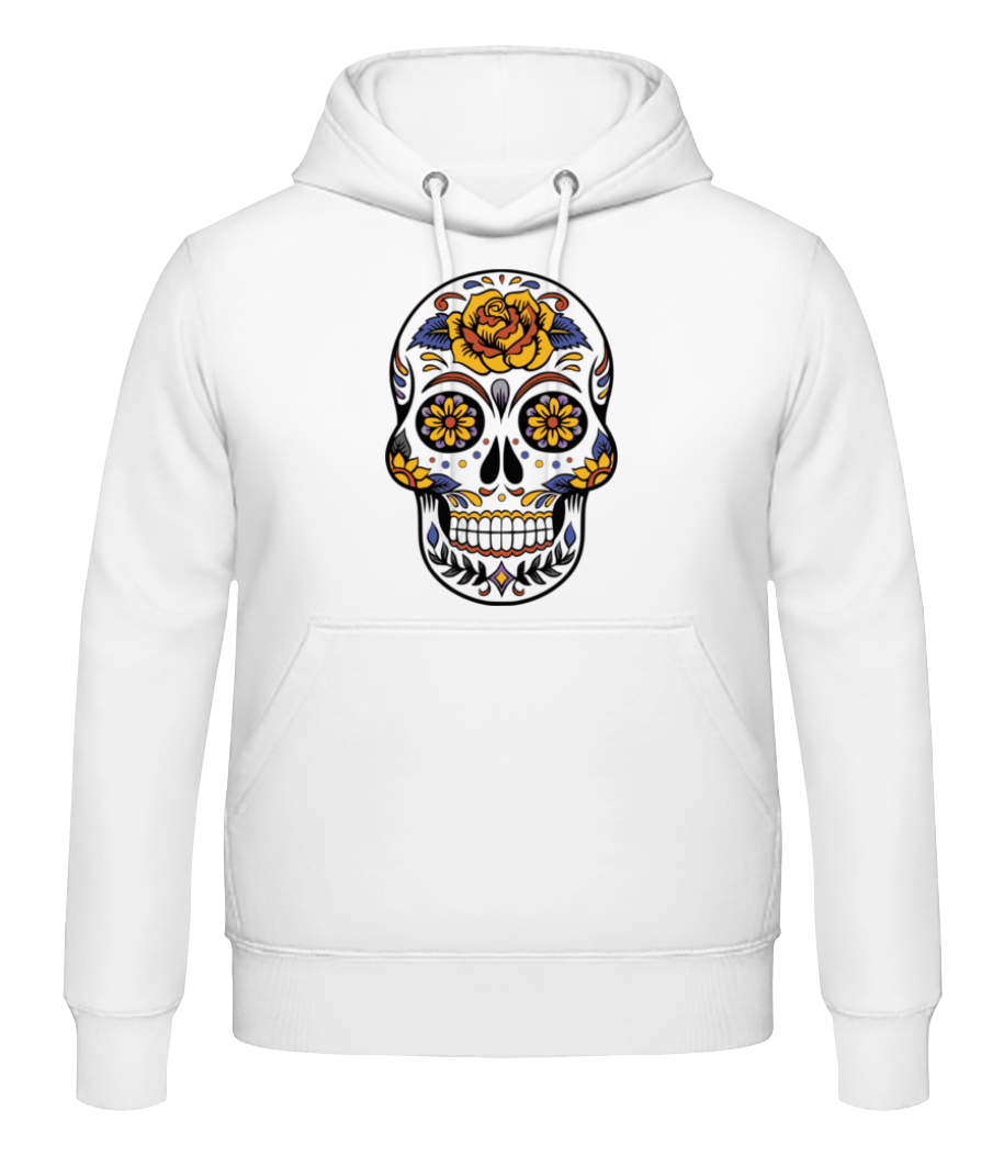 Aperçu: Dia De Los Muertos Tête De Mort - Sweat à capuche Homme - Blanc - Devant