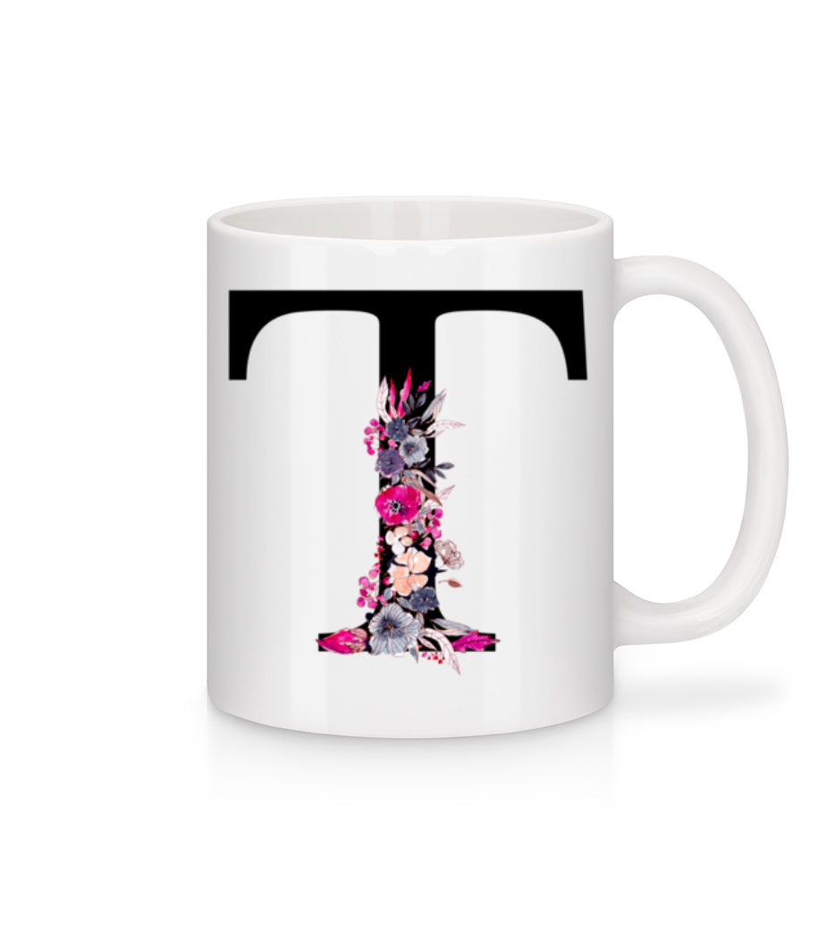 Aperçu: Fleurs Initiale T - Mug en céramique blanc - Blanc - Devant