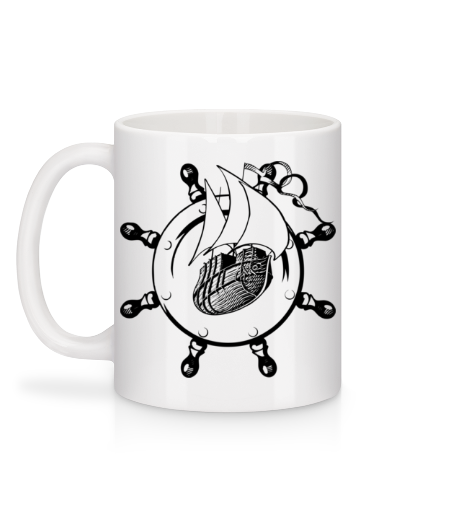 Aperçu: Ship Wheel Icon - Mug en céramique blanc - Blanc - Derrière