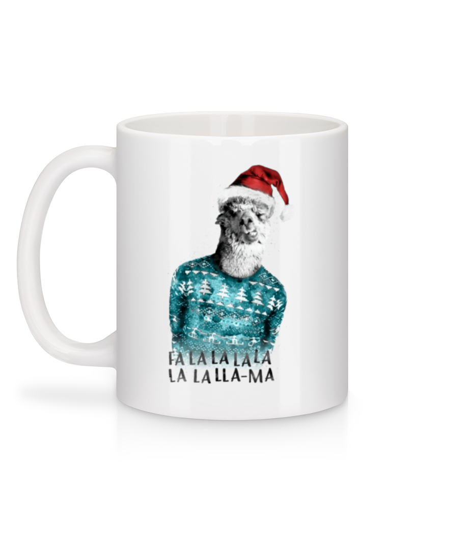 Aperçu: Lama De Noël - Mug en céramique blanc - Blanc - Derrière