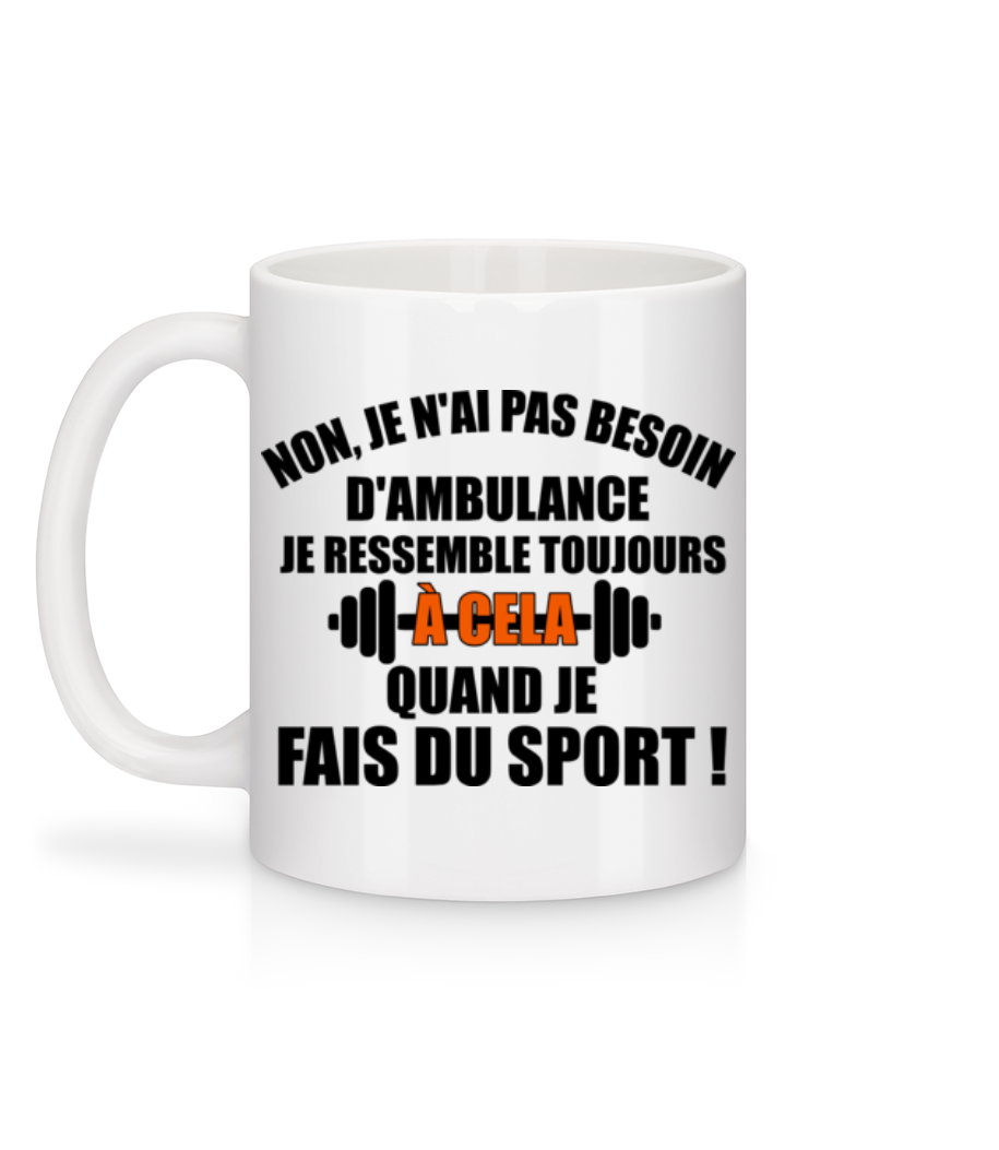 Aperçu: Quand Je Fais Du Sport - Mug en céramique blanc - Blanc - Derrière