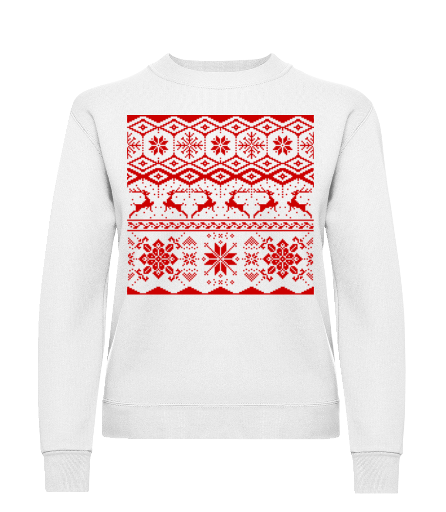 Weihnachtsmuster - Frauen Pullover - Weiß - Vorne