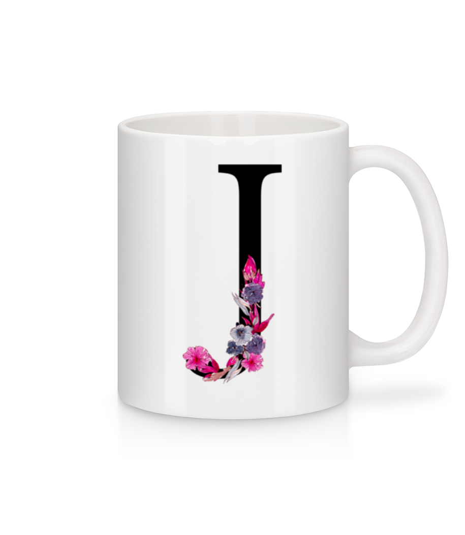 Aperçu: Fleurs Initiale J - Mug en céramique blanc - Blanc - Devant
