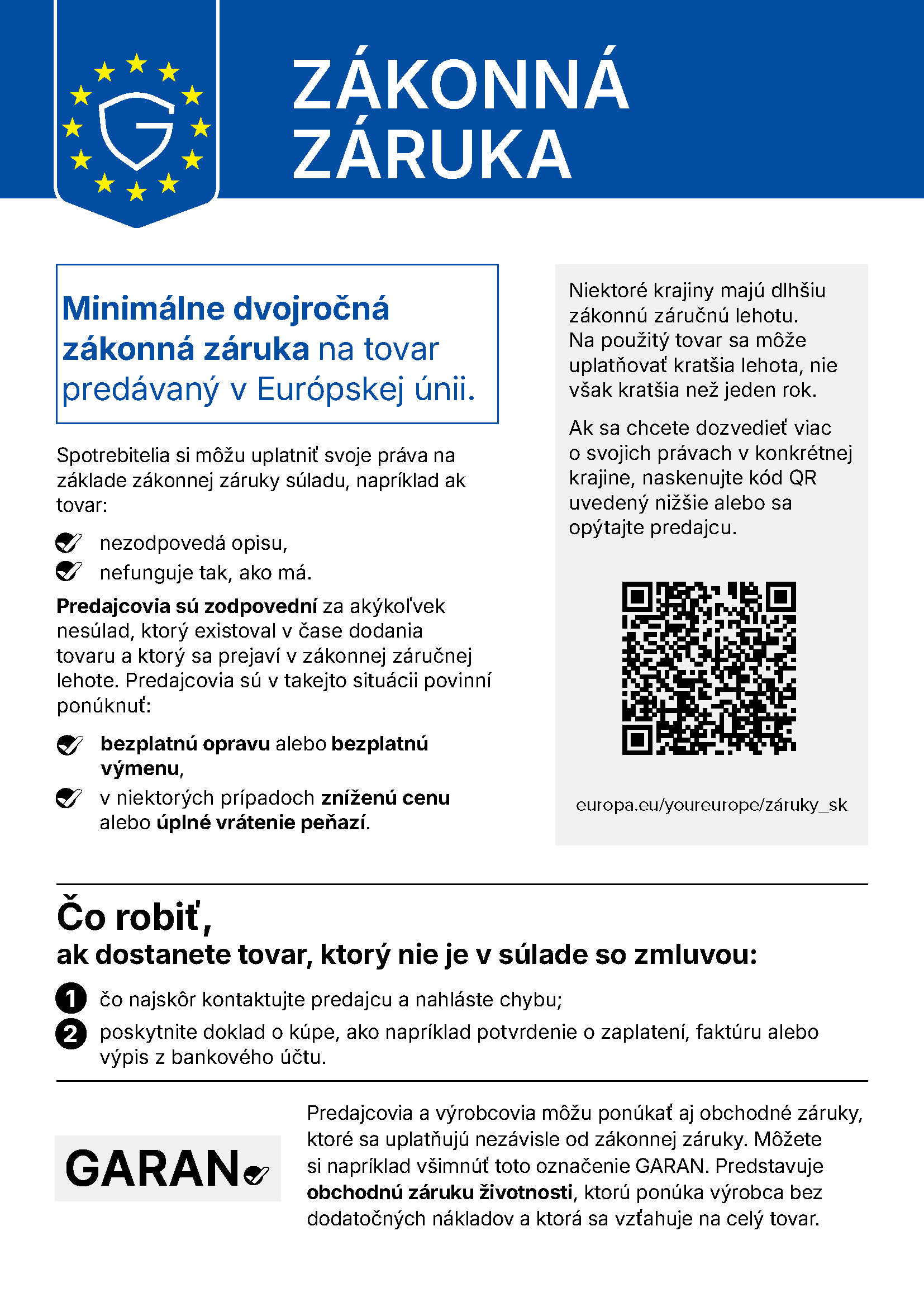 Vaše práva zo zákonnej záruky