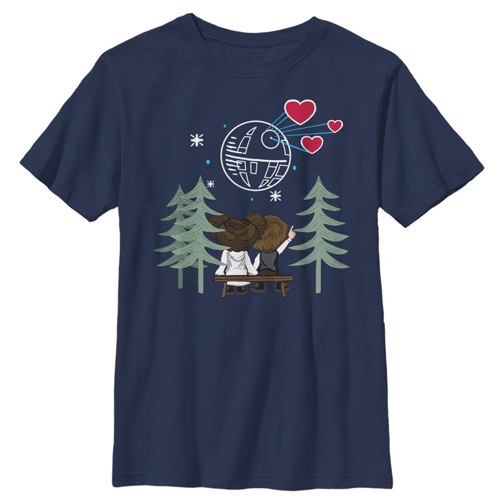 Aperçu: Star Wars - Han Solo & Princezna Leia Vday Leia - Valentine's Day - Enfant T-shirt - Bleu marine - Devant