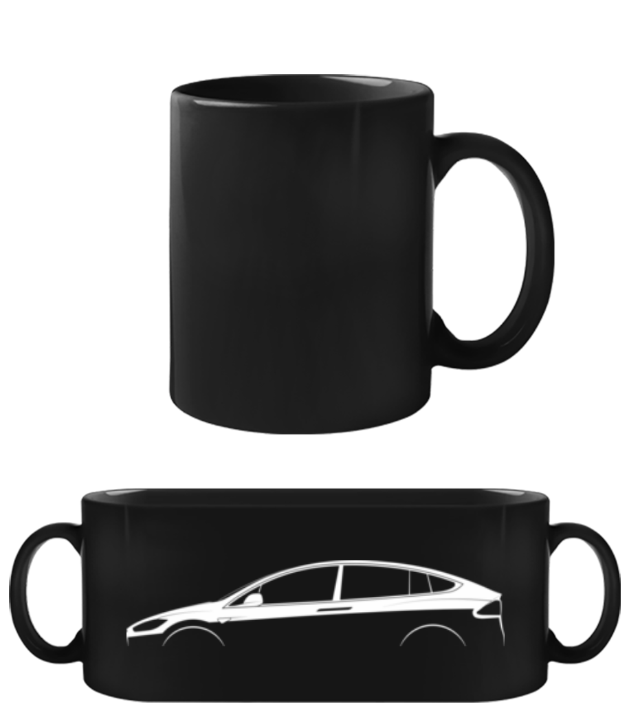 'Tesla Model X' Silhouette · Tasse Noire