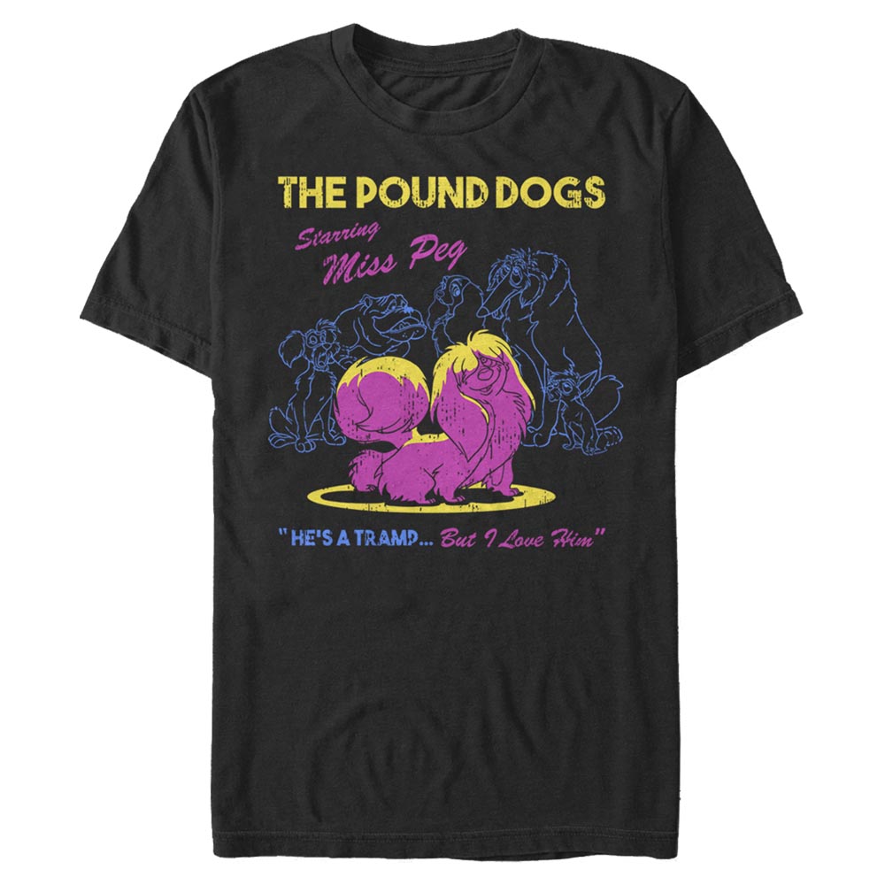 Aperçu: Disney - La belle et le Clochard - Miss Peg - Homme T-shirt - Noir - Devant
