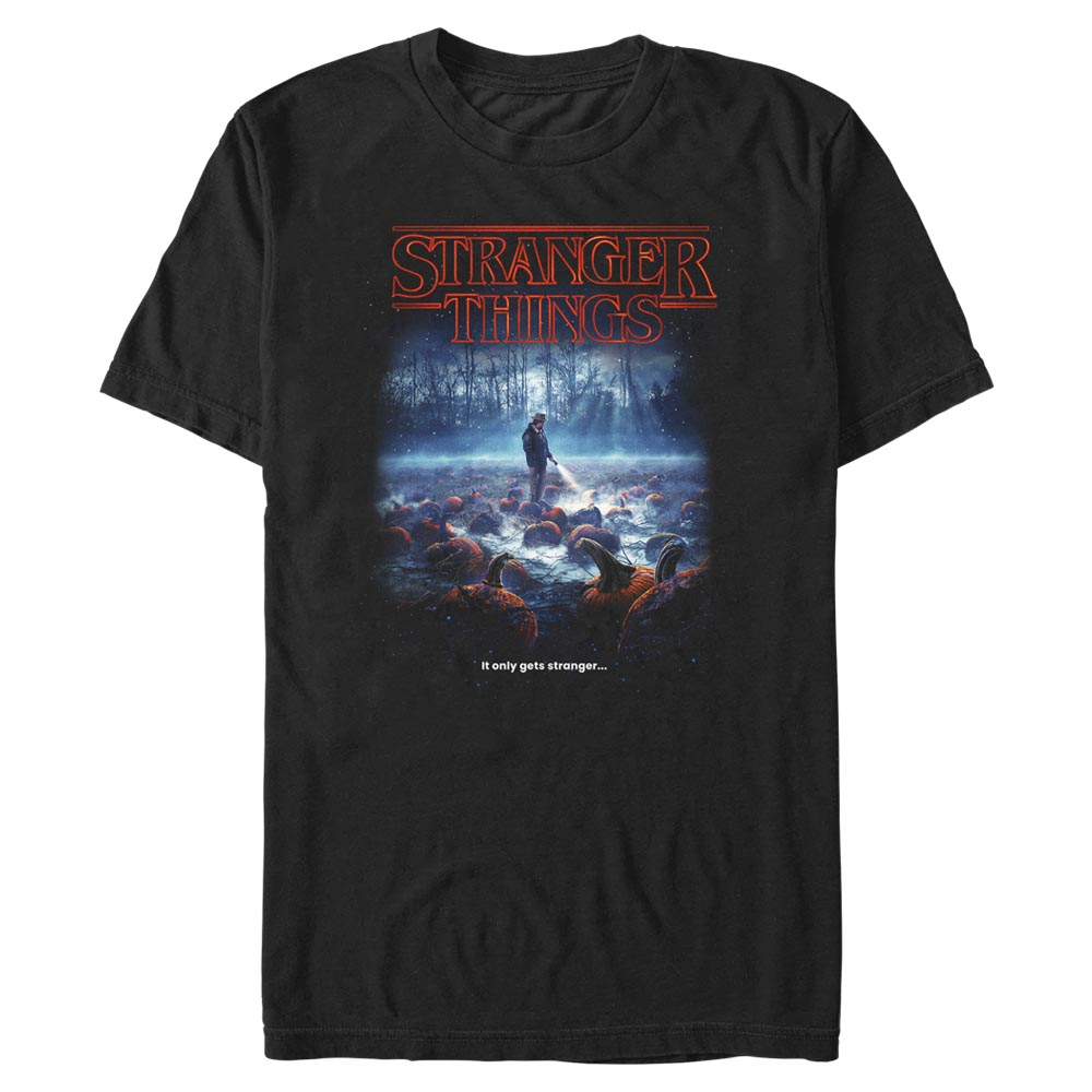 Aperçu: Netflix - Stranger Things - Hopper Strange Pumpkins - Halloween - Homme T-shirt - Noir - Devant