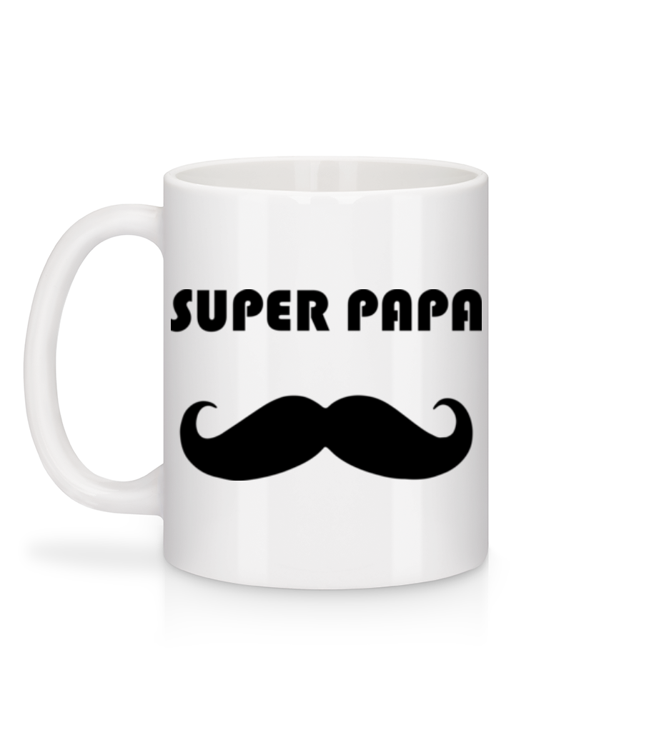 Aperçu: Super Papa Mustache - Mug en céramique blanc - Blanc - Derrière