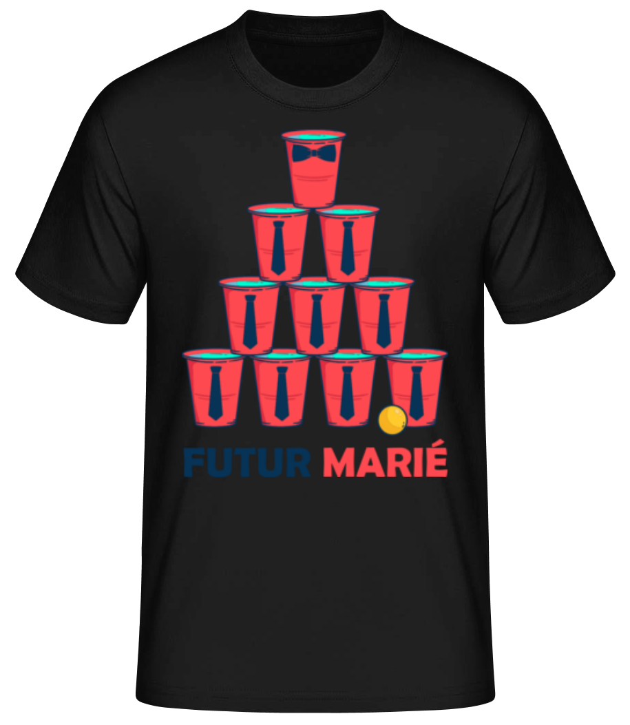 Aperçu: Futur Marié Une Tasse - T-shirt standard Homme - Noir - Devant
