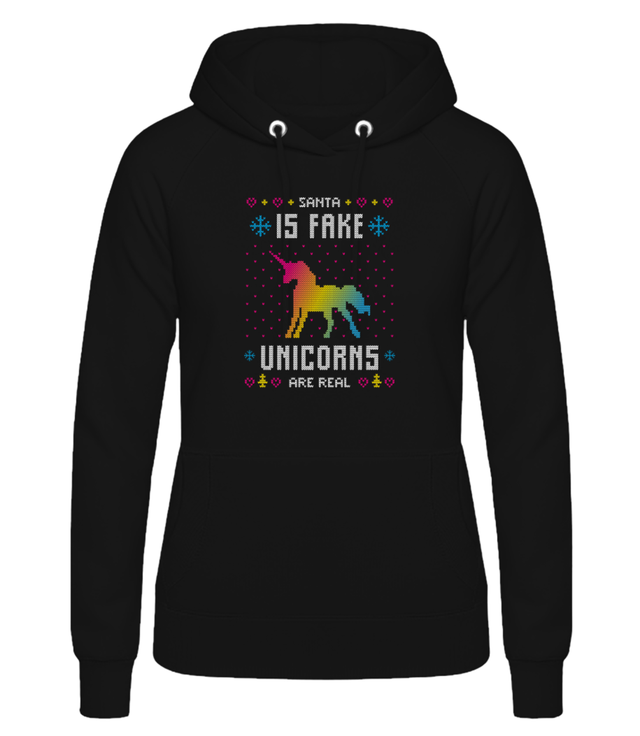Santa Is Fake Unicorns Are Real · Sweat à capuche basique pour femme