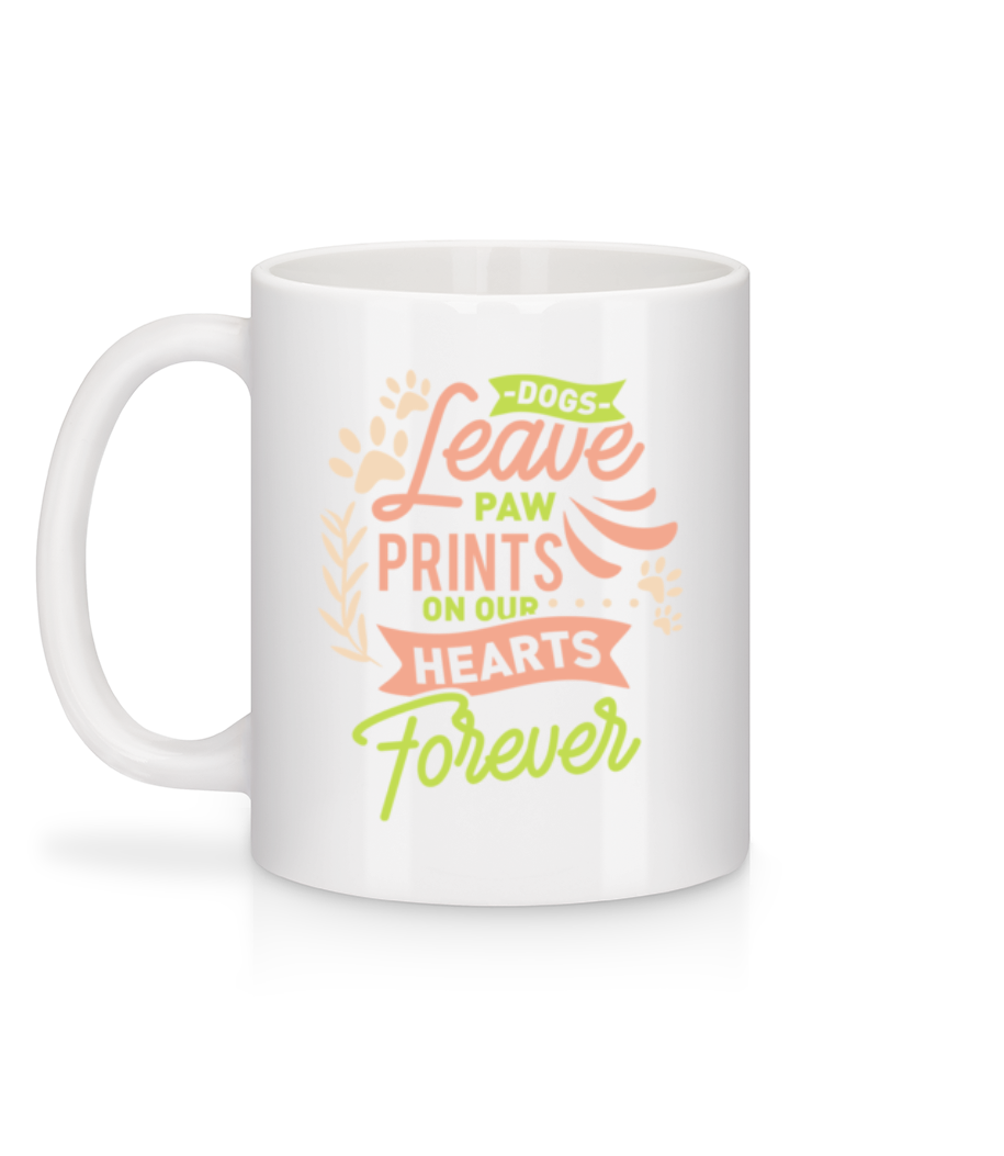 Aperçu: Dogs Leave Paw Prints On Our Hearts - Mug en céramique blanc - Blanc - Derrière