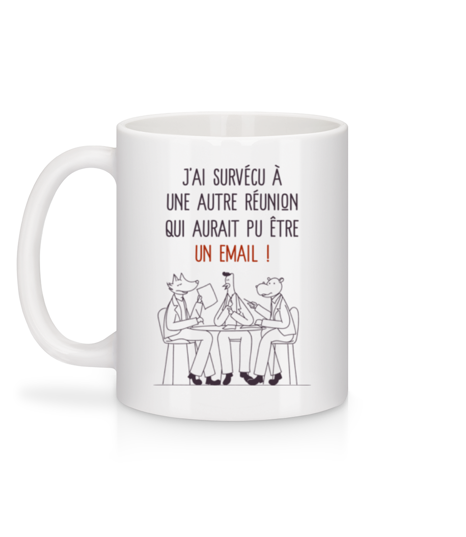 Aperçu: J’ai Survécu À Une Autre Réunion - Mug en céramique blanc - Blanc - Derrière