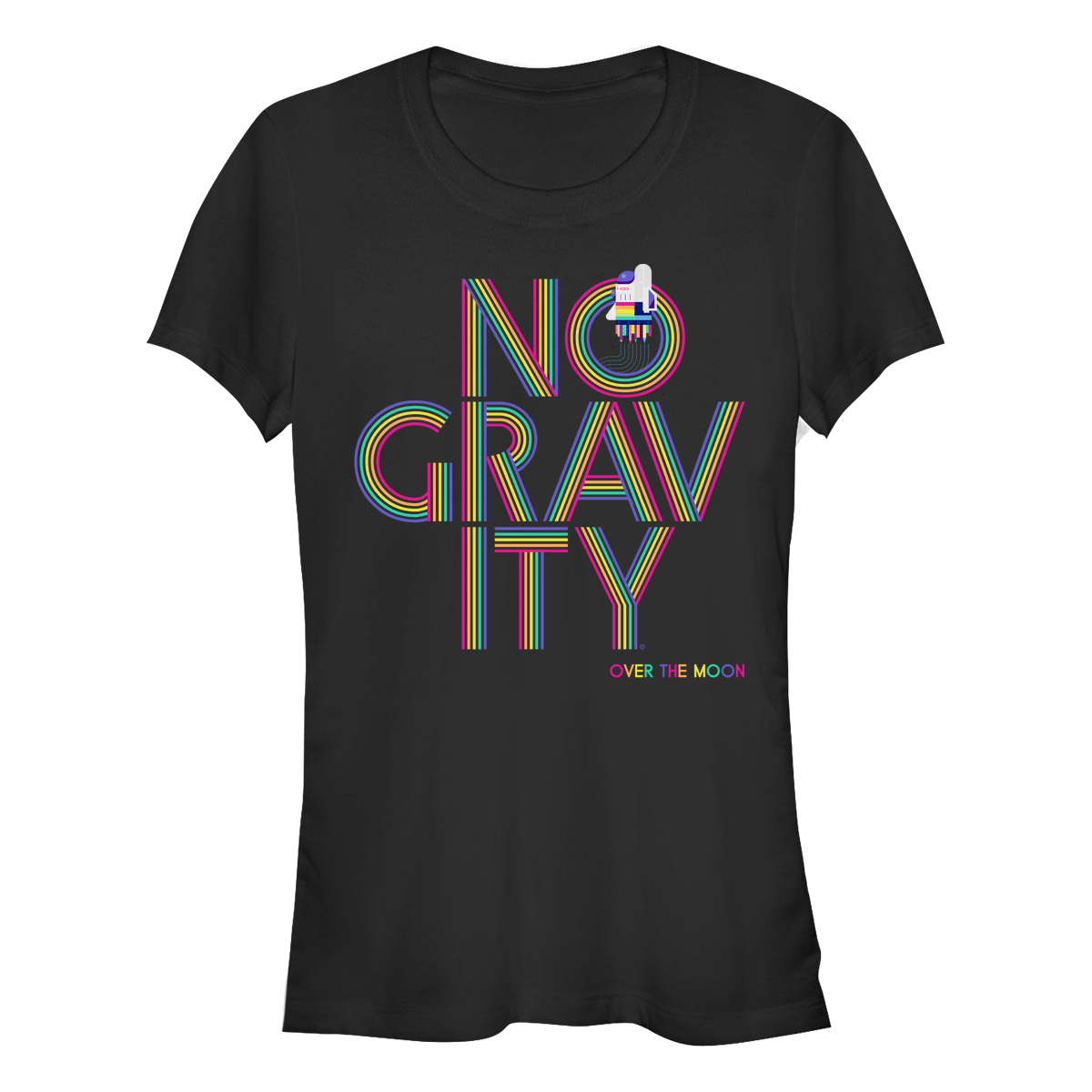Aperçu: Netflix - Voyage vers la Lune - Text No Gravity - Femme T-shirt - Noir - Devant