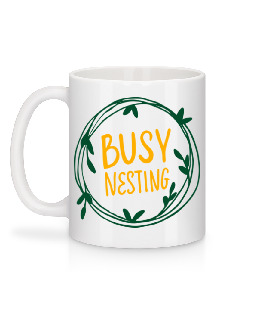 Aperçu: Busy Nesting - Mug en céramique blanc - Blanc - Derrière