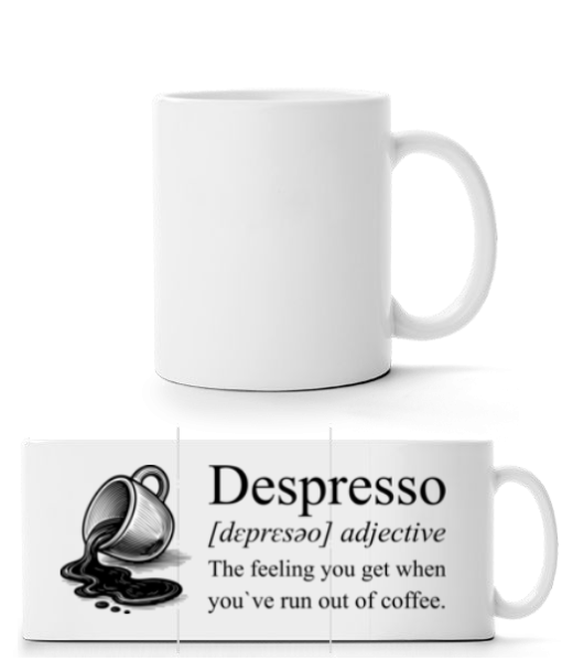 Depresso Feeling Run Out Of Coffee - Mug panorama - Blanc - Devant