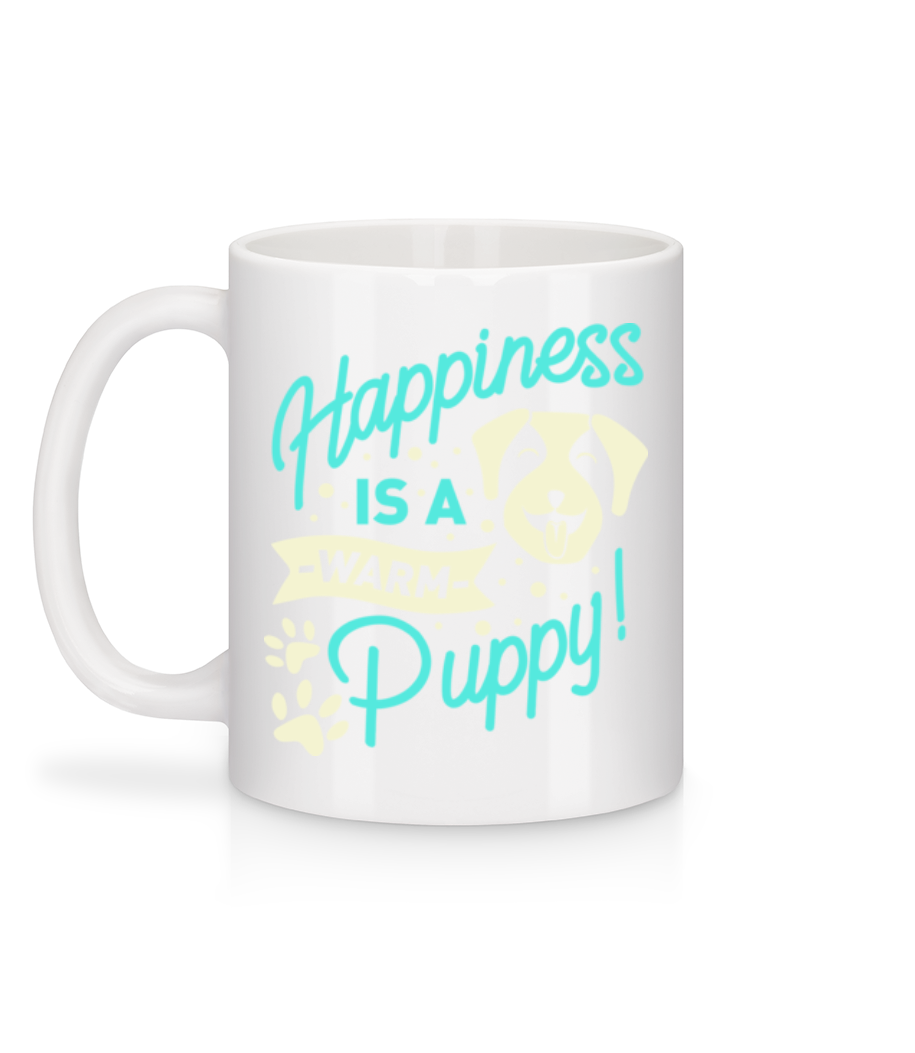 Aperçu: Happiness Is A Warm Puppy - Mug en céramique blanc - Blanc - Derrière