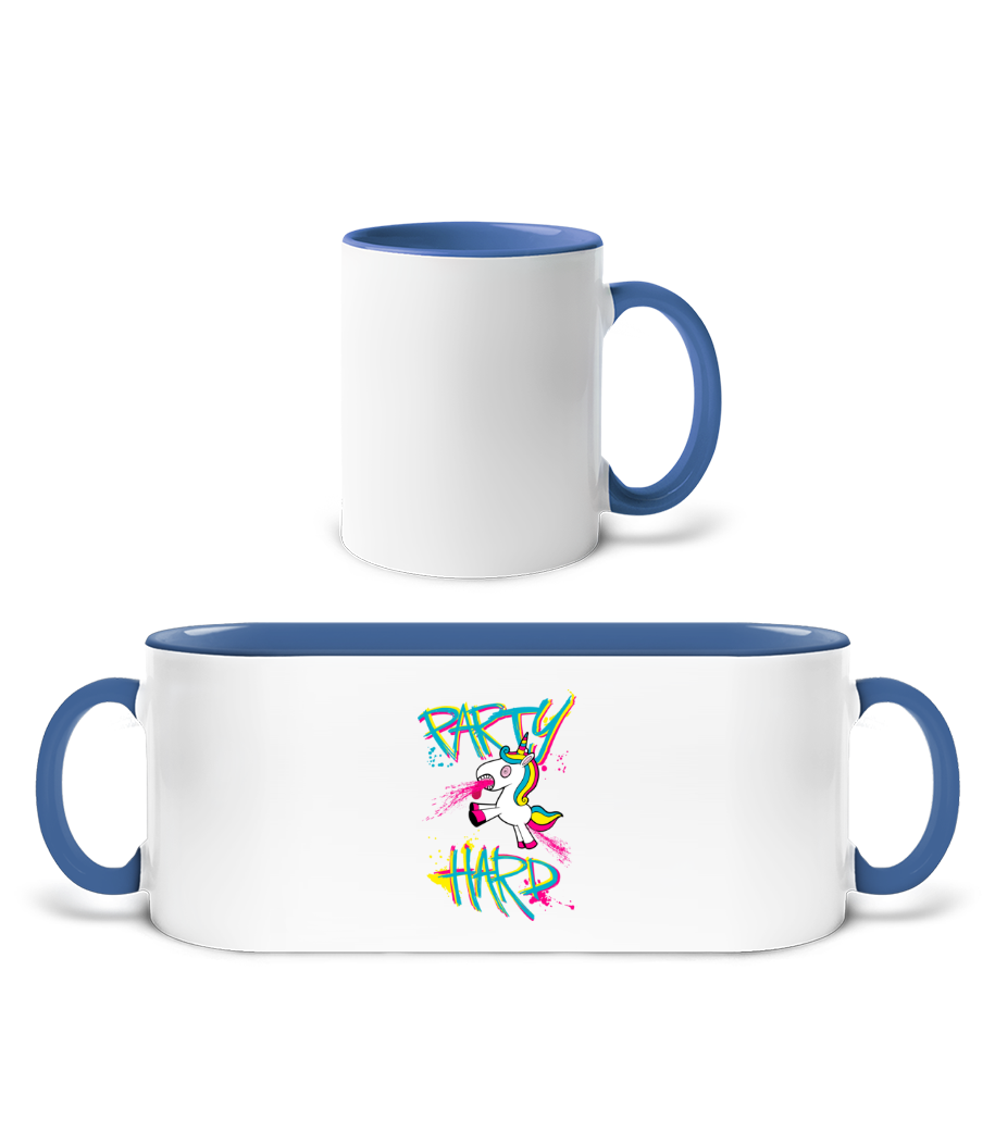 Party Hard Licorne · Mug bicolore en céramique - intérieur de couleur