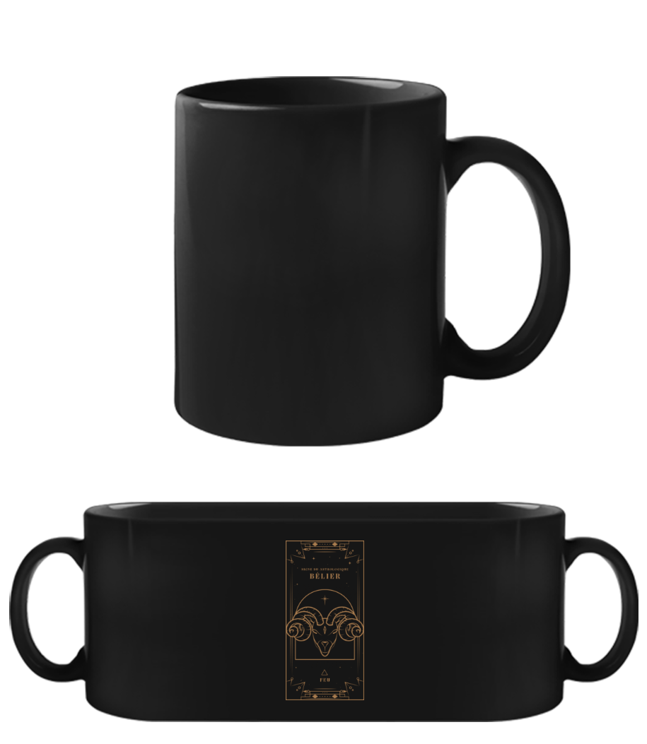 Art Déco Signe Astrologique Bélier · Tasse Noire