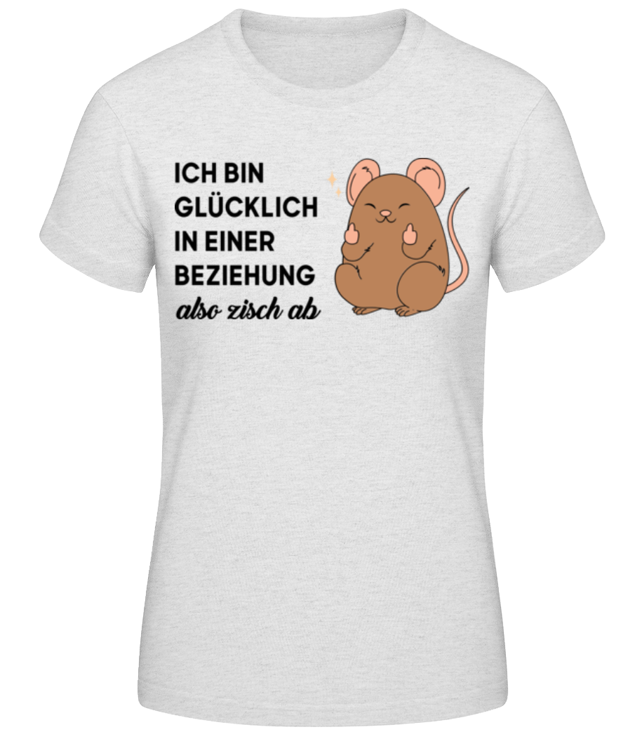Ich bin Glücklich in einer Beziehung - Frauen Basic T-Shirt - Grau meliert - Vorne