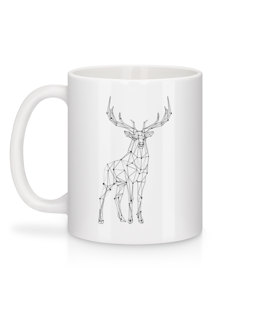 Aperçu: Polygon Cerf - Mug en céramique blanc - Blanc - Derrière