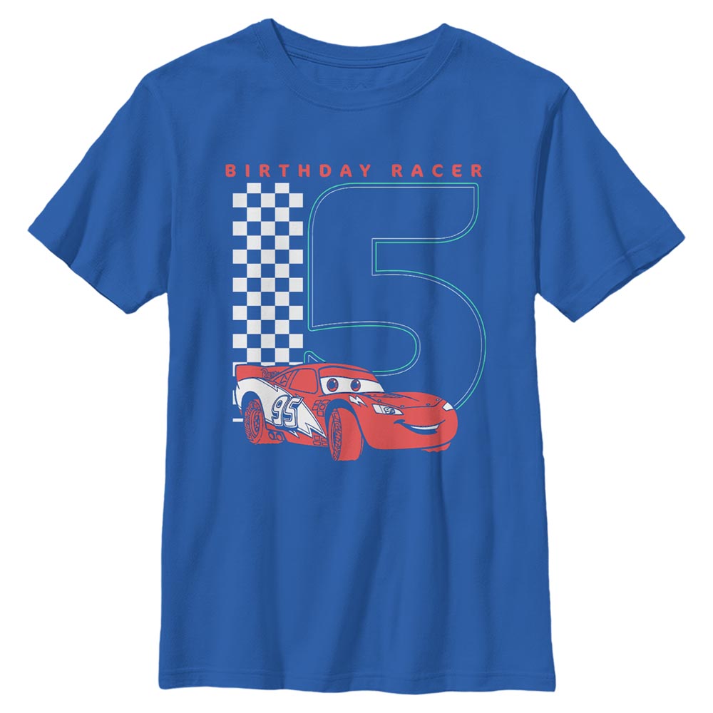 Aperçu: Pixar - Cars - Skupina Birthday Racer - Birthday - Enfant T-shirt - Bleu royal - Devant