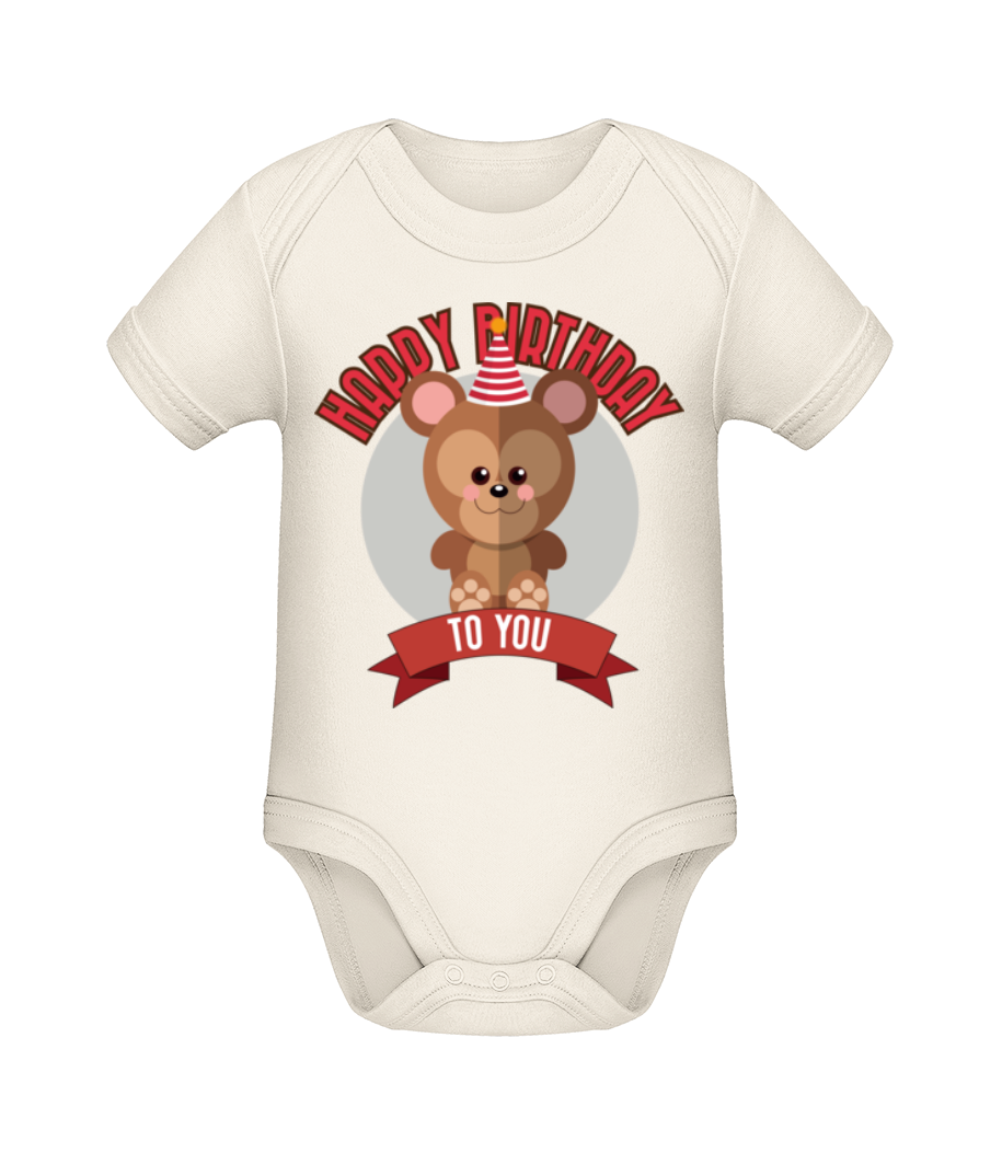 Aperçu: Happy Birthday To You Singe - Body manches courtes bio - Crème - Devant