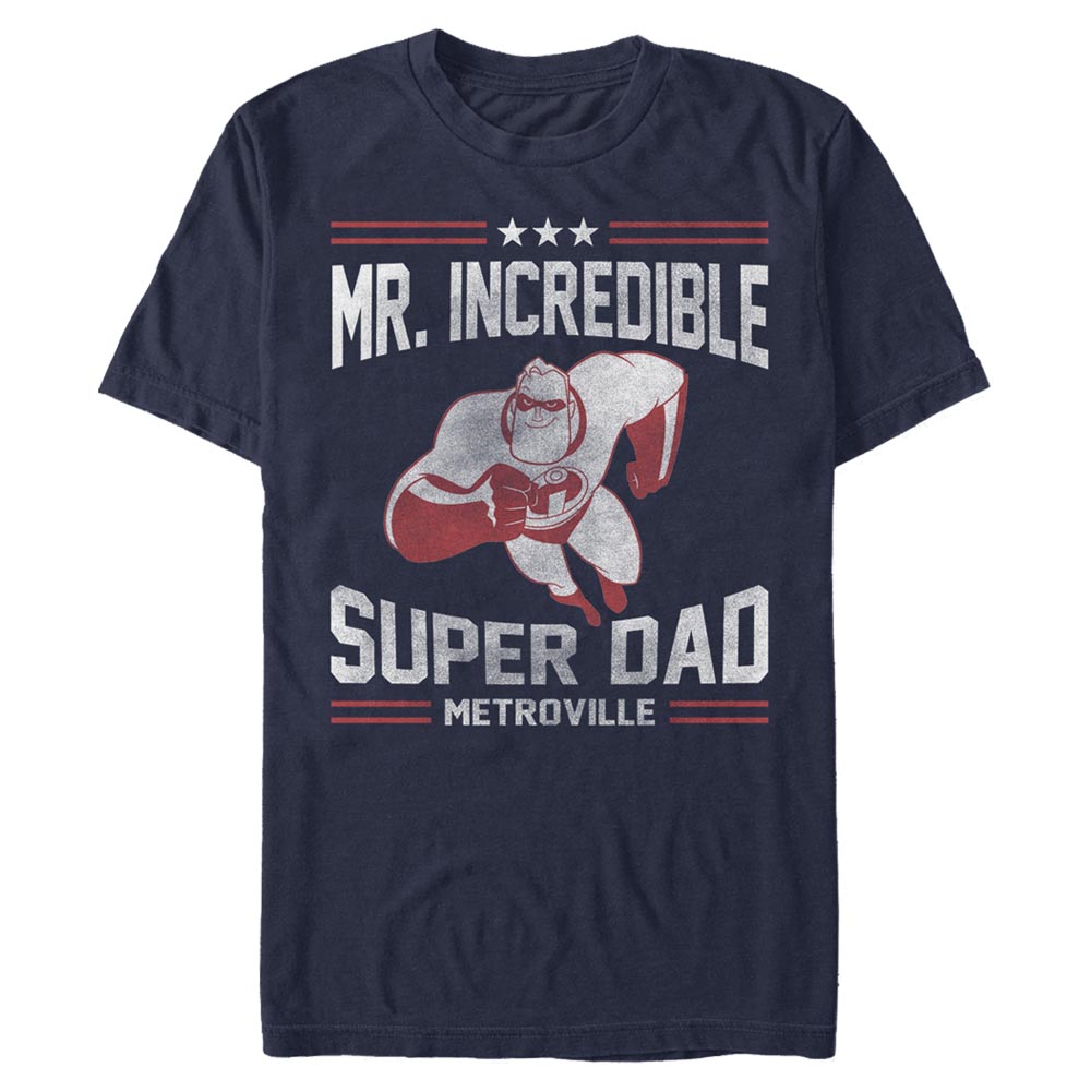 Aperçu: Pixar - Les Indestructibles - Mr. Indestructible Sporty Super Dad - Father's Day - Homme T-shirt - Bleu marine - Devant