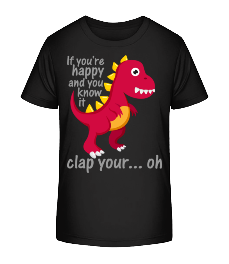 Aperçu: T-Rex Clap You Hands - T-shirt bio Enfant Stanley Stella 2.0 - Noir - Devant