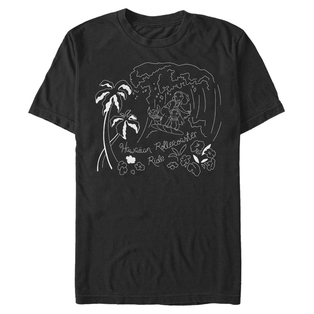 Disney - Lilo & Stitch - Stitch Surf Line Art - Homme T-shirt