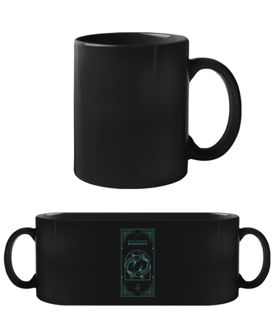 Art Déco Signe Astrologique Poissons · Tasse Noire