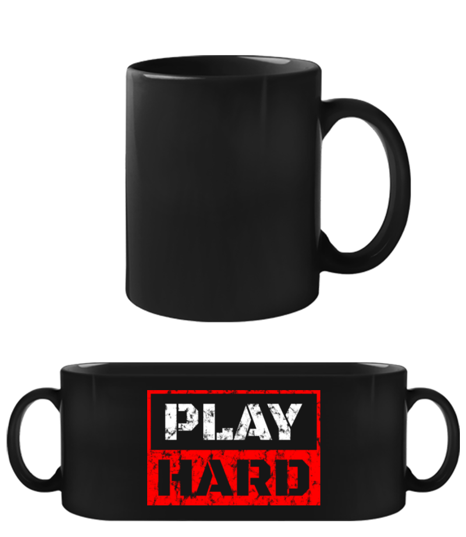 Aperçu: Play Hard - Tasse Noire - Noir - Devant