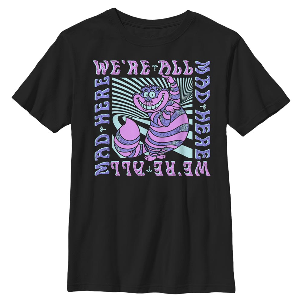 Disney Classics - Alice aux pays des merveilles - Cheshire Cat Mad Here Trip - Enfant T-shirt - Noir - Devant