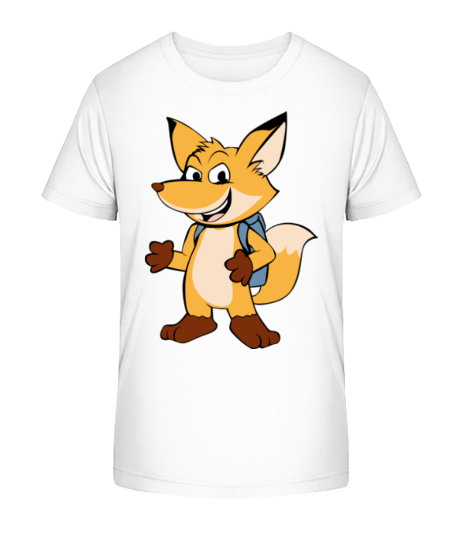 Aperçu: Renard Doux Avec Sac Á Dos - T-shirt bio Enfant Stanley Stella 2.0 - Blanc - Devant