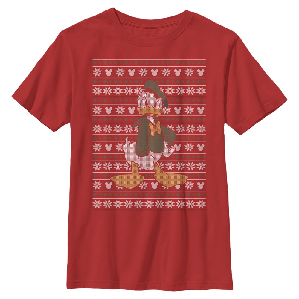 Aperçu: Disney Classics - Mickey Mouse - Donald Duck Donald Sweater - Christmas - Enfant T-shirt - Rouge - Devant