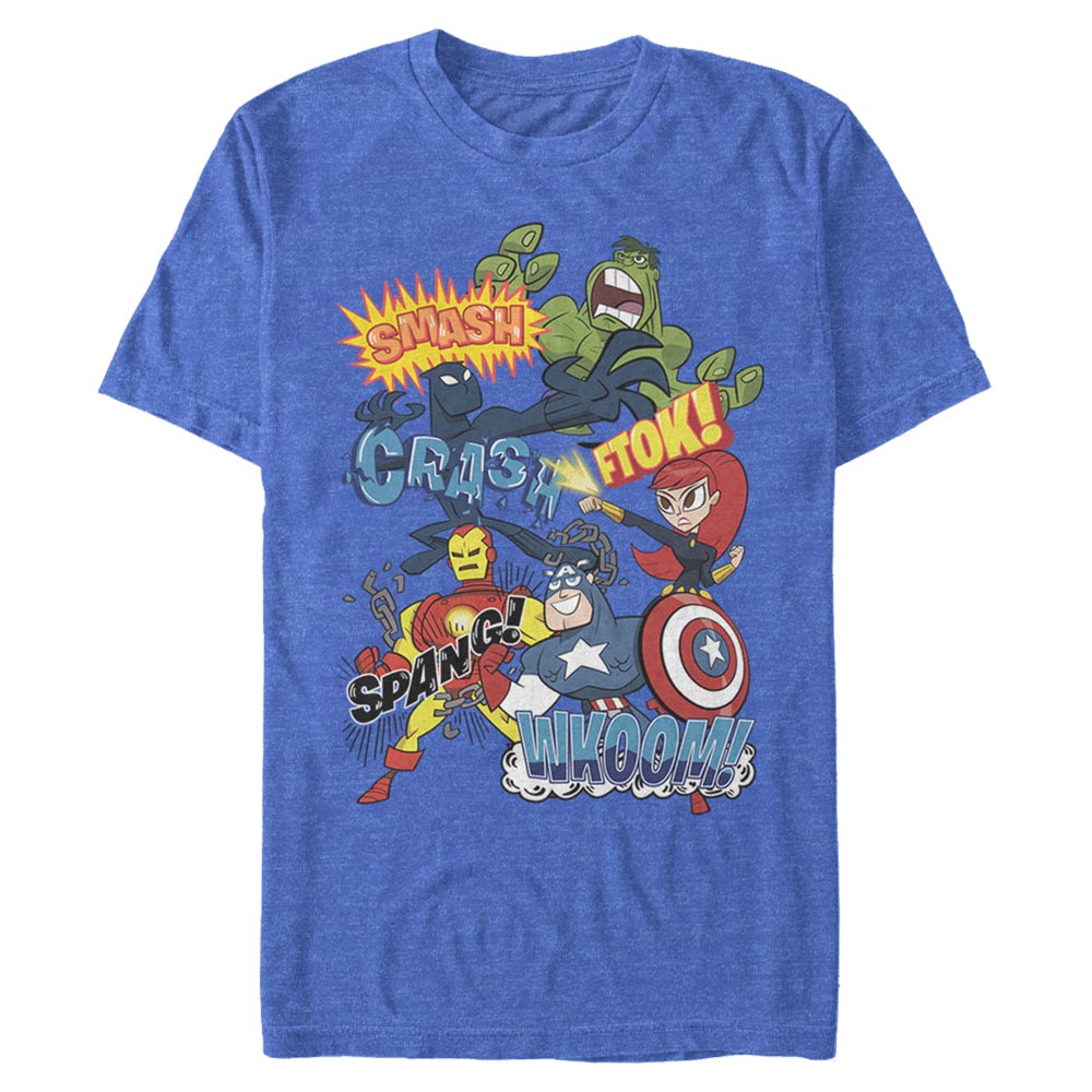 Náhľad: Marvel - Avengers - Avengers Sound Effects Retro - Pánske Tričko - Melírovo kráľovská modrá - Predné