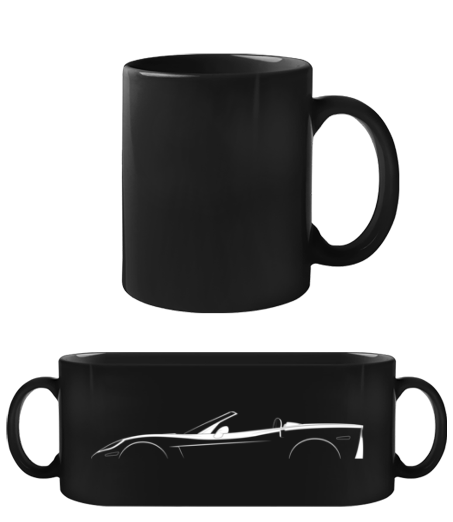 Aperçu: 'Corvette C6 Convertible' Silhouette - Tasse Noire - Noir - Devant